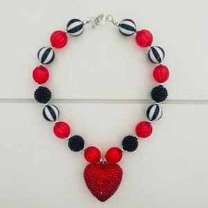 SPARKLE RED RHINESTONE HEART NECKLACE