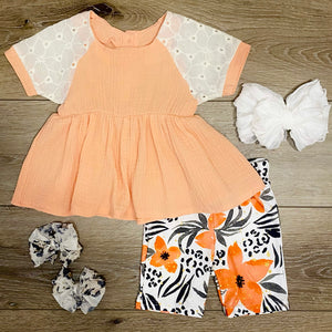 GABRIELLA LACE FLORAL PEACH BOUTIQUE SET